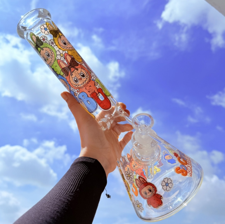 (พร้อมส่ง) บ้องแก้วใหญ่35CM  ขนาดใหญ่ คัพสายเขียว หลอดวิทยาศาสตร์ โจ๋ข้อต่อน่าสะสม14MM 63#