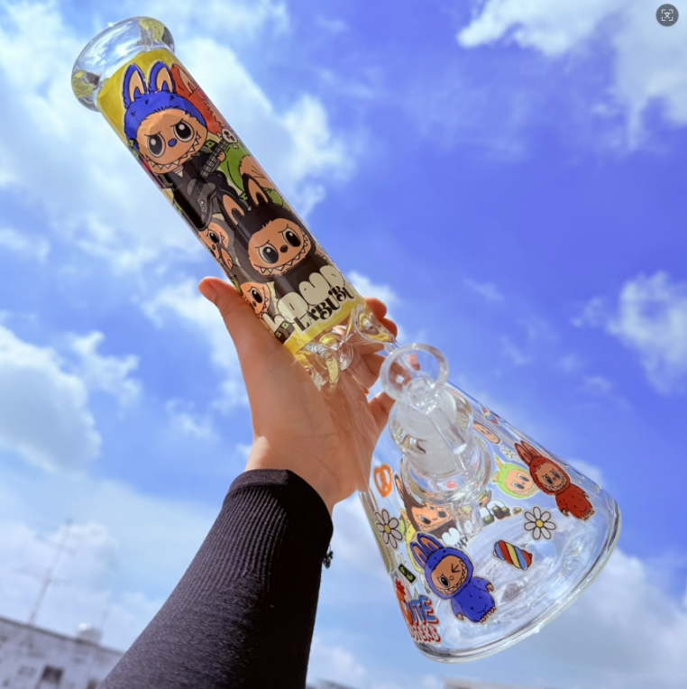 (พร้อมส่ง) บ้องแก้วใหญ่35CM  ขนาดใหญ่ คัพสายเขียว หลอดวิทยาศาสตร์ โจ๋ข้อต่อน่าสะสม14MM 63#