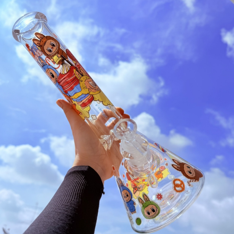 (พร้อมส่ง) บ้องแก้วใหญ่35CM  ขนาดใหญ่ คัพสายเขียว หลอดวิทยาศาสตร์ โจ๋ข้อต่อน่าสะสม14MM 63#