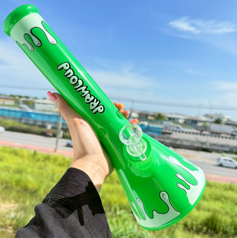 (พร้อมส่ง) บ้องแก้ว35CM  ขนาดใหญ่  คัพสายเขียว หลอดวิทยาศาสตร์ โจ๋ข้อต่อน่าสะสม14MM XYX01