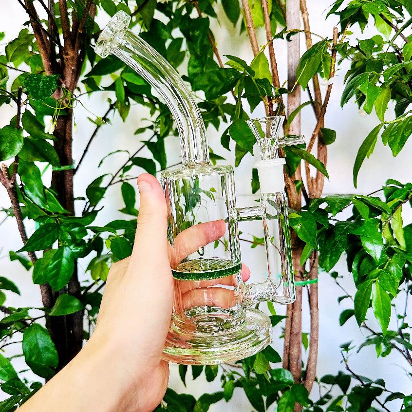 (พร้อมส่ง) บ้องแก้ว22CM  ขนาดใหญ่  คัพแก้วสายเขียว วิทยาศาสตร์ โจ๋ข้อต่อน่าสะสม14MM