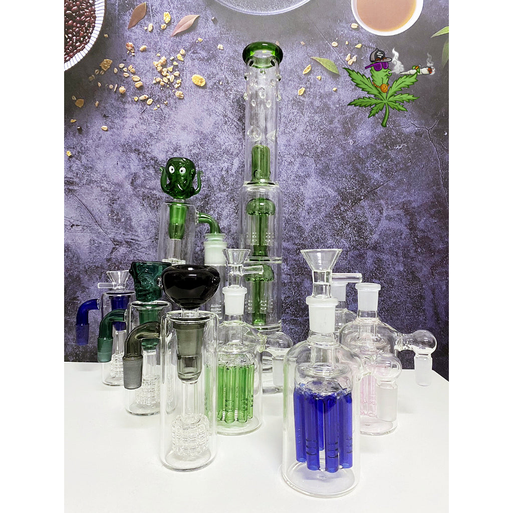 (พร้อมส่ง) บ้อง บ้องแก้ว  14MM อุปกรณ์เสริม คุณภาพดีและแกะสลักประณีต