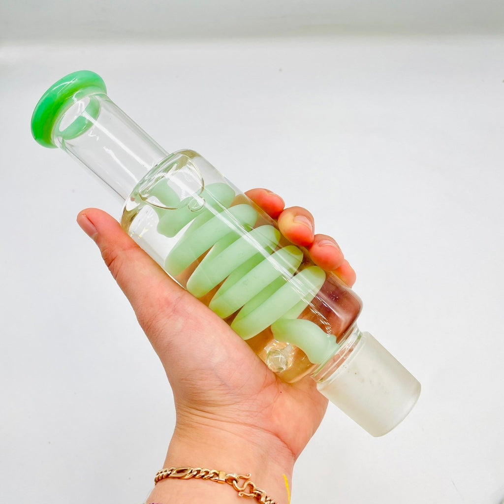(พร้อมส่ง) บ้องแก้ว  แกะสลักลายใบไม้บินอย่างดี  คัพสายเขียววิทยาศาสตร์ โจ๋ข้อต่อ