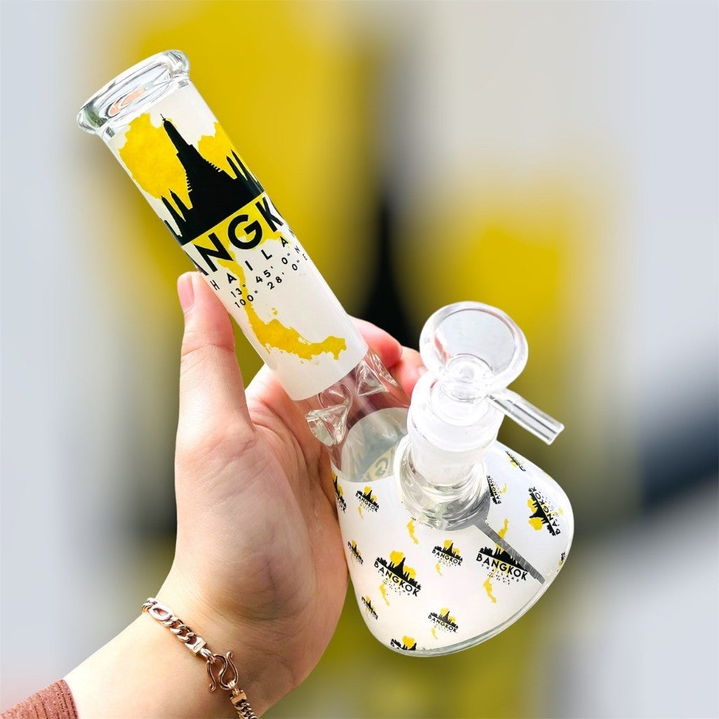 (พร้อมส่ง) บ้องแก้ว ขนาดใหญ่ คัแก้วสายเขียว วิทยาศาสตร์ โจ๋ ข้อต่อน่าสะสม14MM