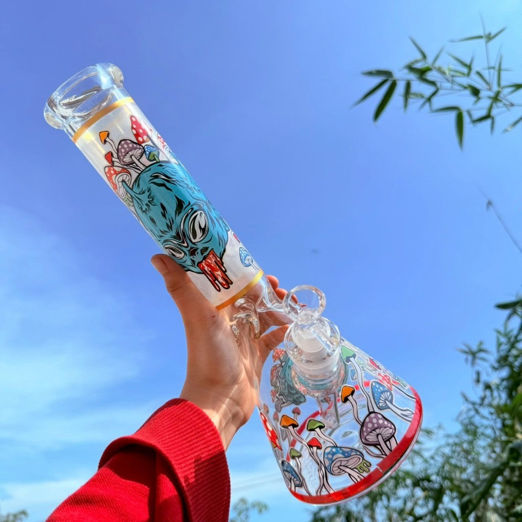 (พร้อมส่ง) บ้องแก้วใหญ่35CM  ขนาดใหญ่ คัพสายเขียว หลอดวิทยาศาสตร์ โจ๋ข้อต่อน่าสะสม14MM 63#